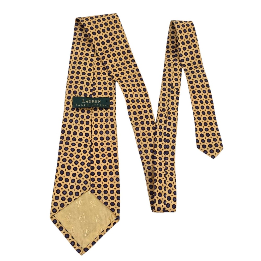 Lauren Ralph Lauren Silk Necktie Yellow Blue Floral Men's Formal Business Suit